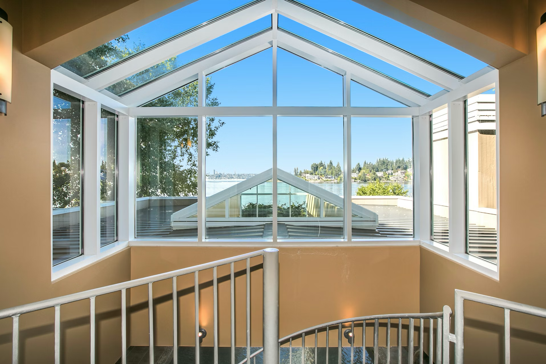 Atrium with lake view