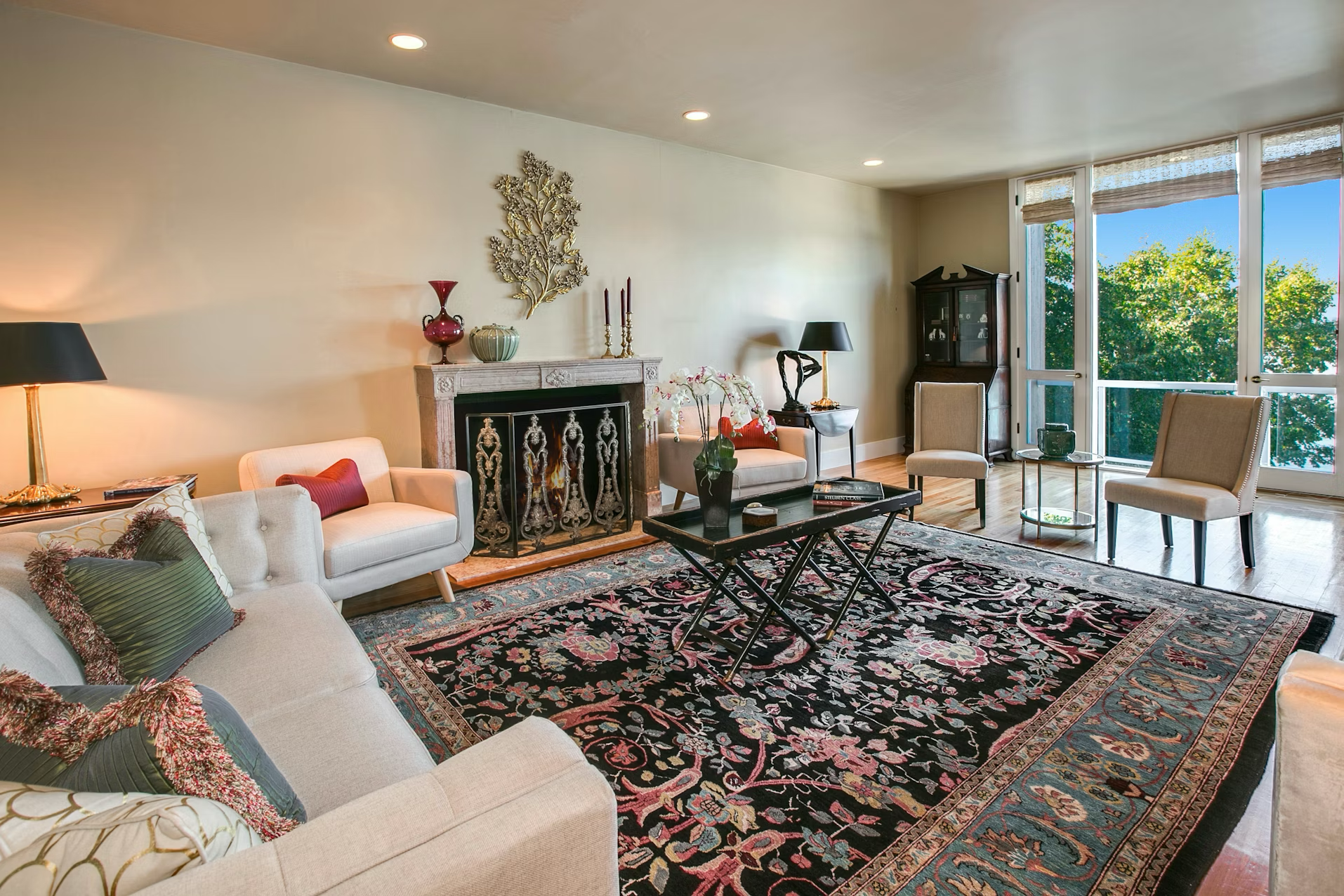 Living room with fireplace